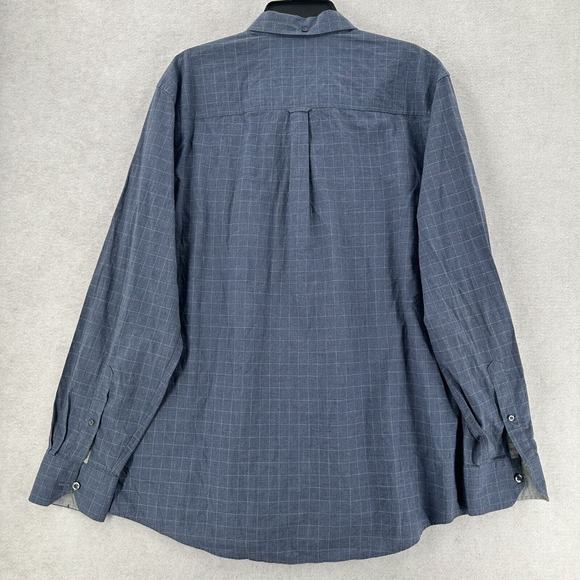 Ben Sherman Button Up Long Sleeve Blue Dress Shirt Large Check Plaid Mens XXL - Picture 9 of 10